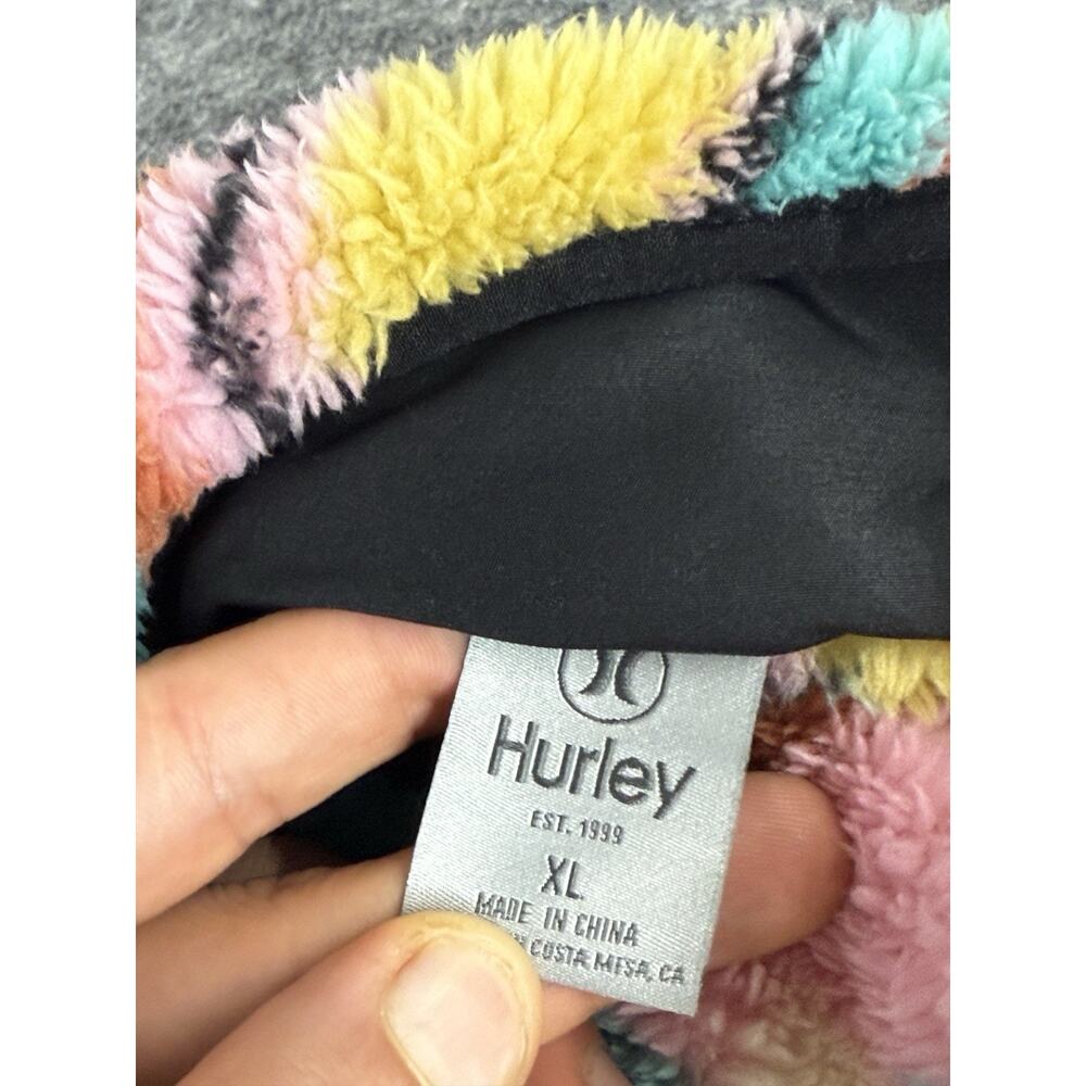 Hurley Sweater Womens XL Pink Color Block Half Snap Pullover Plush N260 - Picture 5 of 12